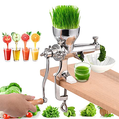 Manual Wheatgrass Juicer Heavy Duty Stainless Steel Wheatgrass Manual Hand Juicer Home Health Juice Extractor Tool for wheat grass fruits apples pears vegetables cabbage celery