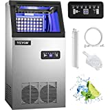 Happybuy Commercial Ice Maker Machine, 100 lbs/24h Stainless Steel Under Counter Ice Maker with 22lbs Storage Bin, 4x8 Cubes Ready in 15 Mins, Water Filter & Scoop Included, for Bar Office Coffee Shop