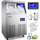 VEVOR Commercial Ice Maker Machine, 130LBS/24H with 33LBS Bin and Electric Water Drain Pump, Stainless Steel Construction, Auto Operation, Include Water Filter 2 Scoops and Connection Hose