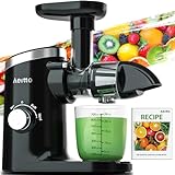 Aeitto Juicer Machines, Quiet Motor Juicer, Cold Press Juicer, Masticating Juicer, Celery Juicers, with Triple Modes,Reverse Function,Easy to Clean with Brush, Recipe for Vegetables And Fruits, Black