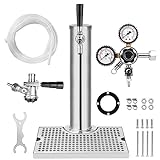 TMCRAFT Kegerator Tower Kit, Single Tap Beer Conversion Kit, Stainless Steel Beer Tower with Dual Gauge CGA-320 Regulator & D-System Keg Coupler for Bars, Pubs, and Restaurants