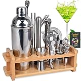 30pcs Mixology Bartender Kit with Stand, Secilla 25oz Bar Set Cocktail Shaker Set, Professional Bartending Kit Home Bar Tools Set Bar Accessories