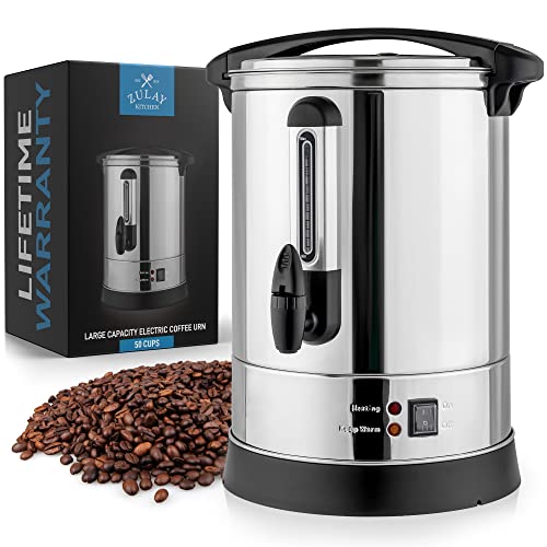 Zulay Commercial Coffee Urn - 50 Cup Fast Brew Stainless Steel Hot Beverage Dispenser - BPA-Free Commercial Coffee Maker - Hot Water Urn for Catering - Easy Two Way Dispensing - Hot Drink Dispenser